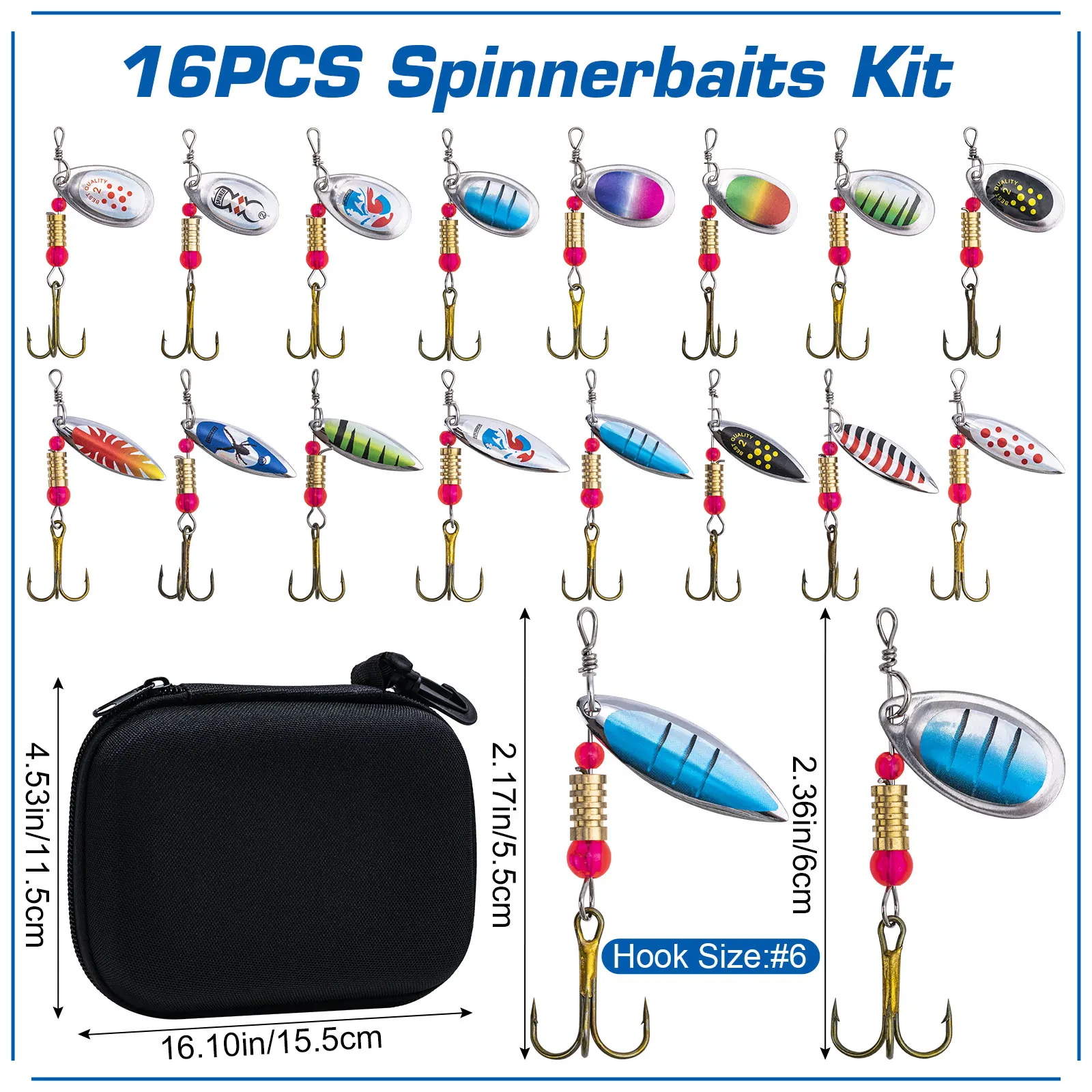 Goture - Caja de 16 señuelos g - Fishing Hook Size reseña y precio